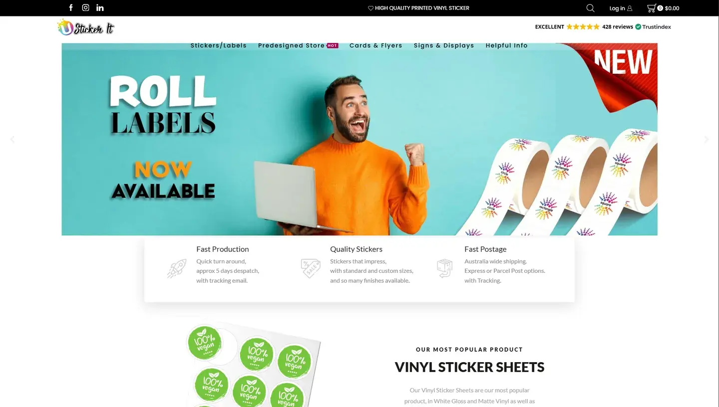 USticker: design-tool customization and secure checkout